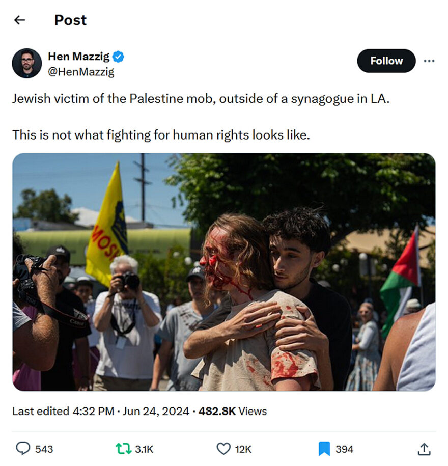 Hen Mazzig-tweet-24June2024-Jewish victim Pico-Robertson Pogrom