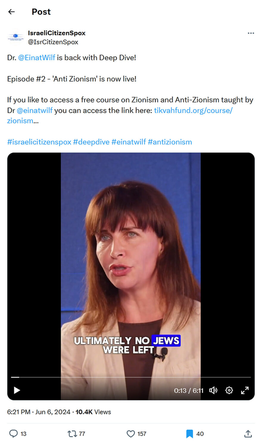 IsraeliCitizenSpox-tweet-6June2024-Anti Zionism is now live