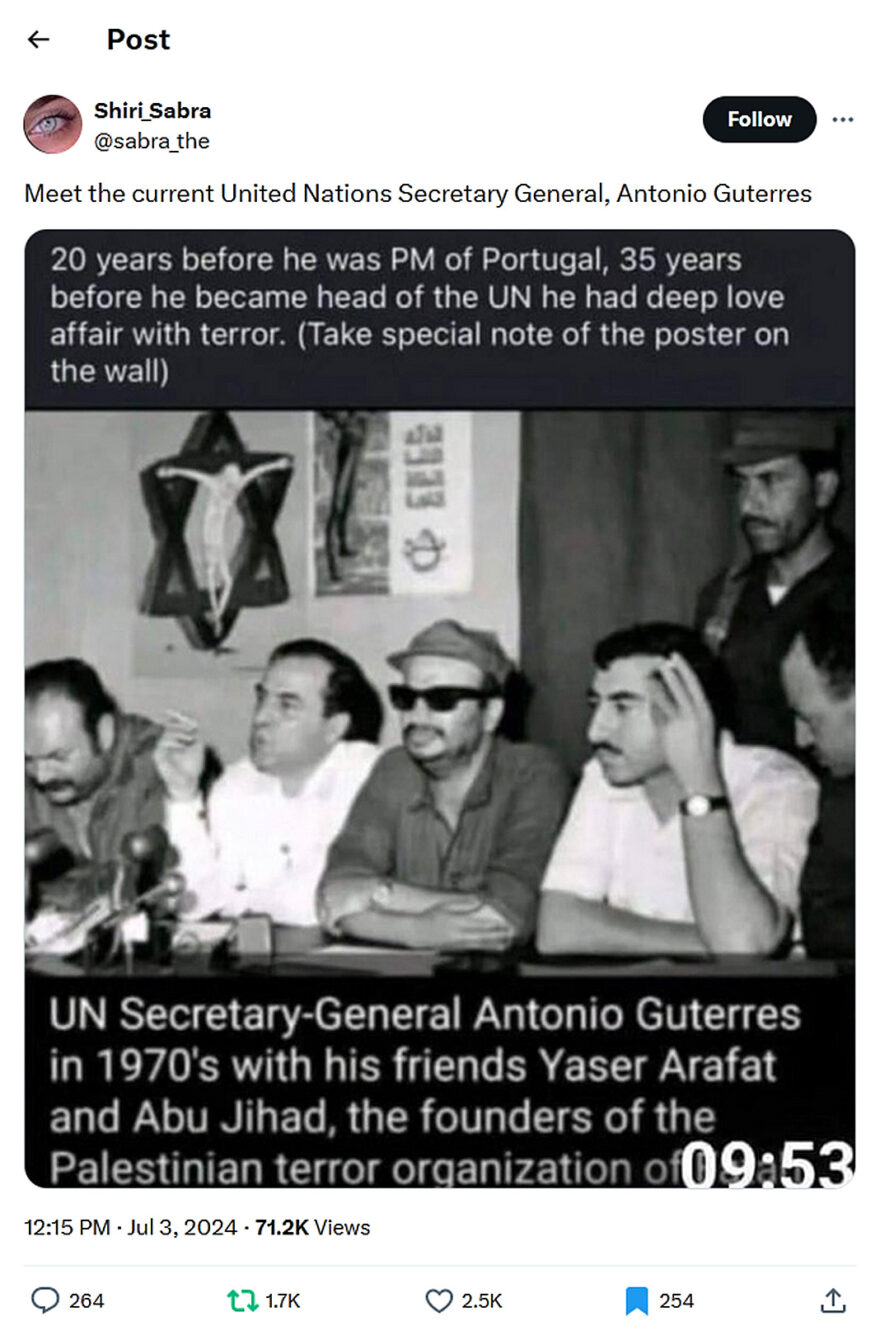 Shiri_Sabra-tweet-3July2024-Meet the current United Nations Secretary General Antonio Guterres